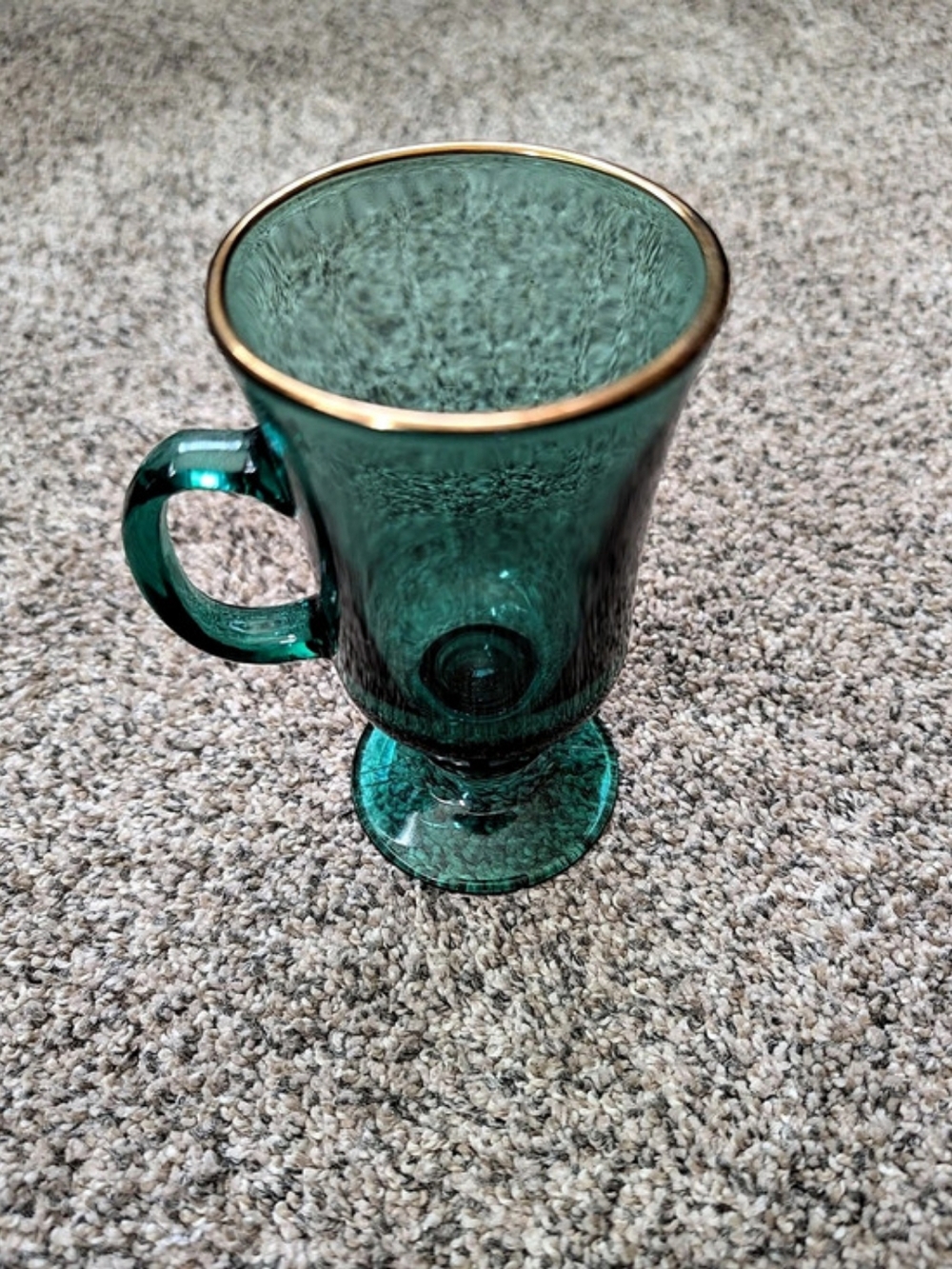 Vintage Libbey Emerald Green Coffee Cup Gold Trim